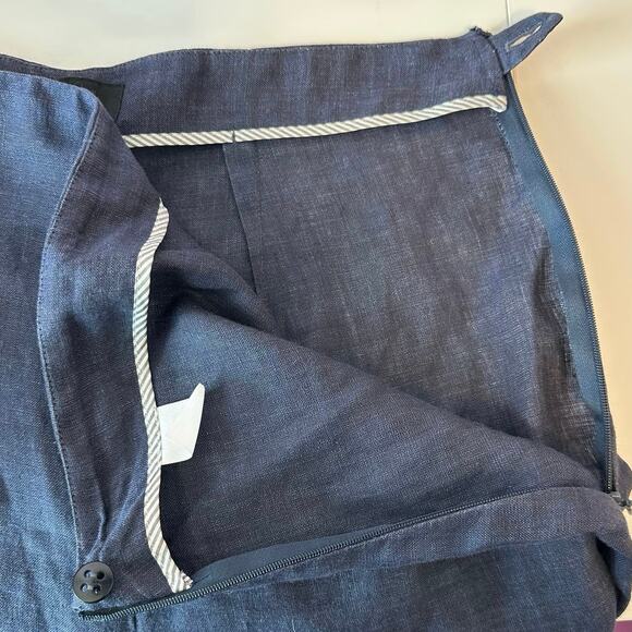 Talbots Linen Side Zip Wide Leg Pants Size 8 Navy Blue Lagenlook Casual Summer - Picture 5 of 6